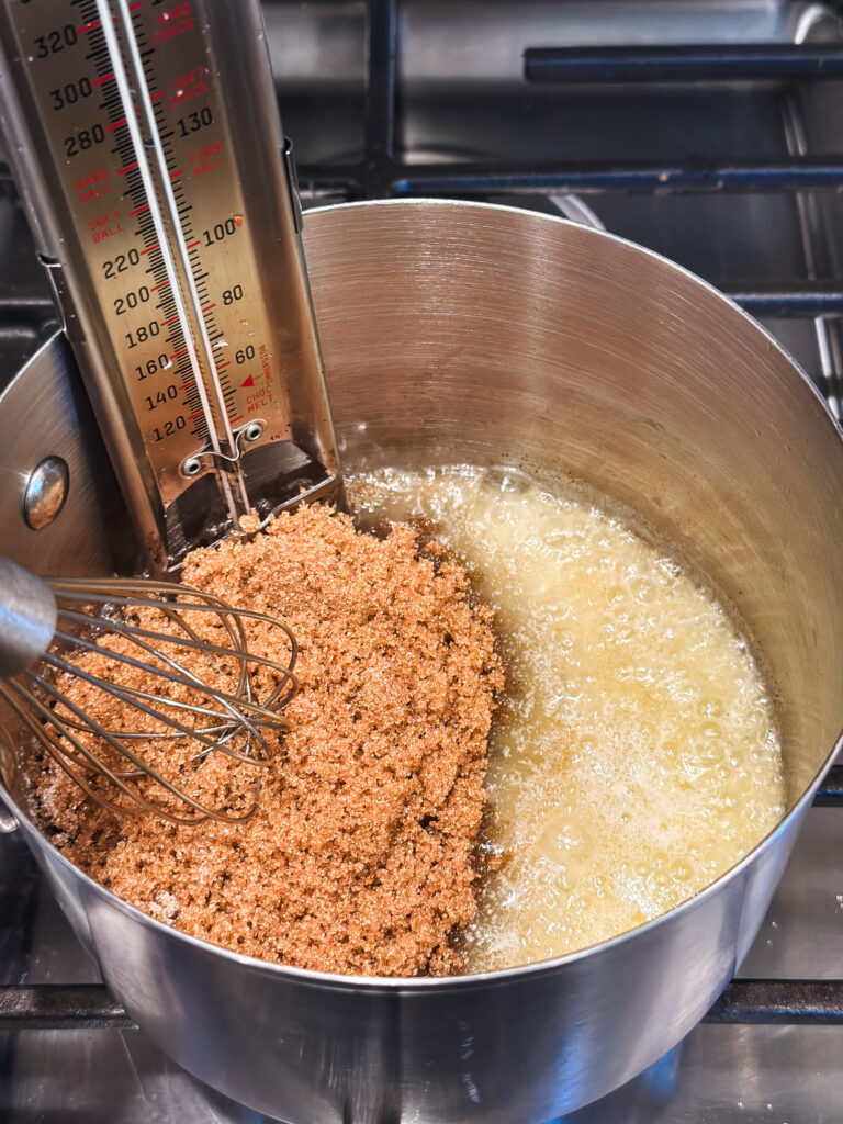 Add the brown sugar and salt