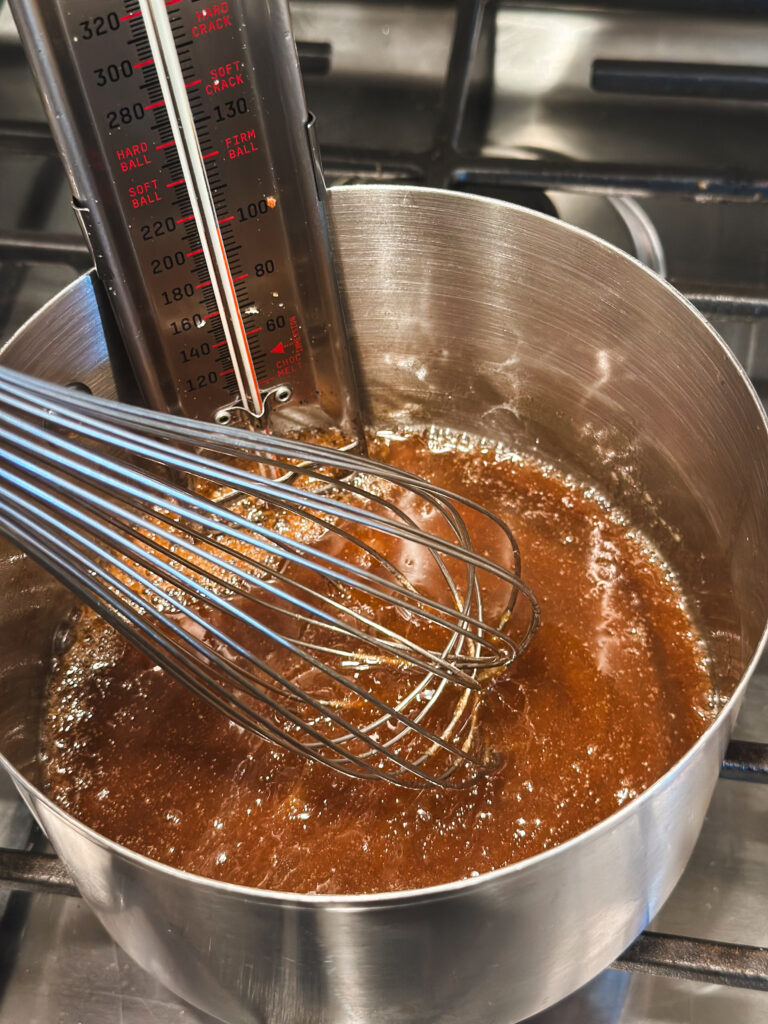 As toffee melts it'll be a dark syrup