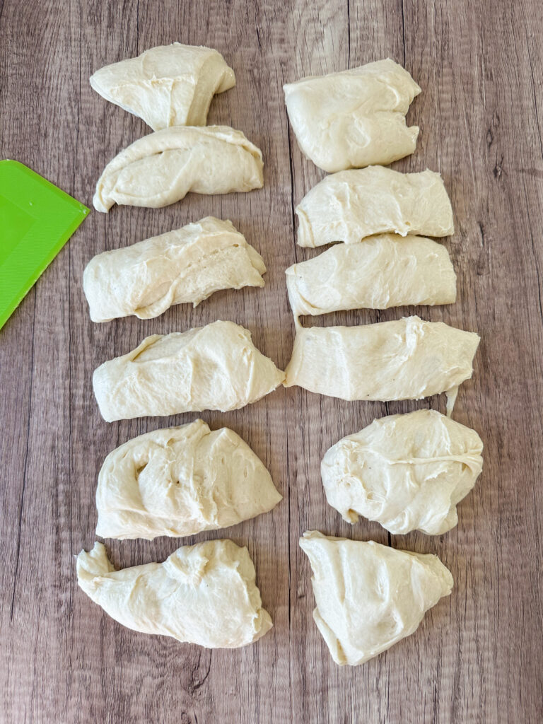 Cut dough into 12 sections