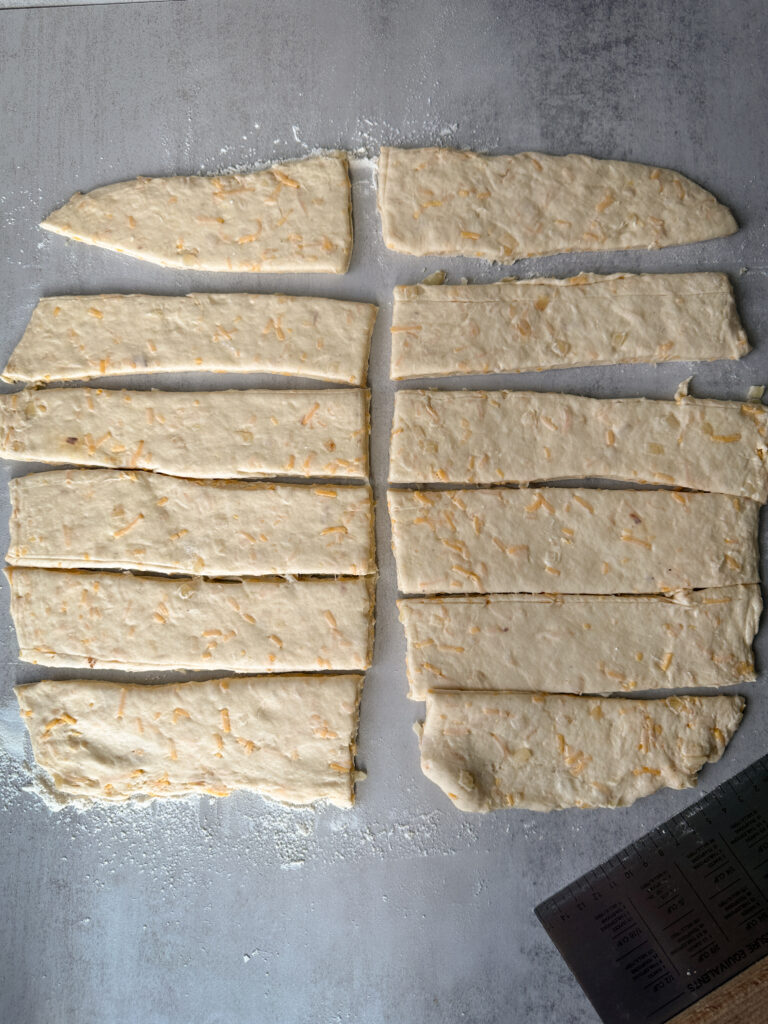 Cut each rectangle into 3 strips lengthwise