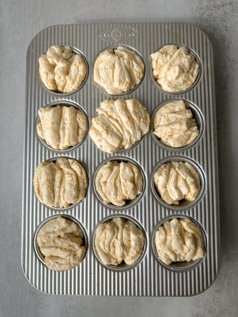 Rolls after proofing ready to be baked