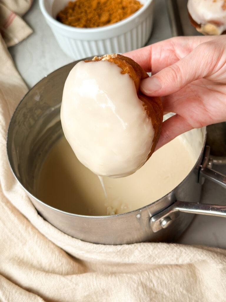 Allow excess glaze to drip off