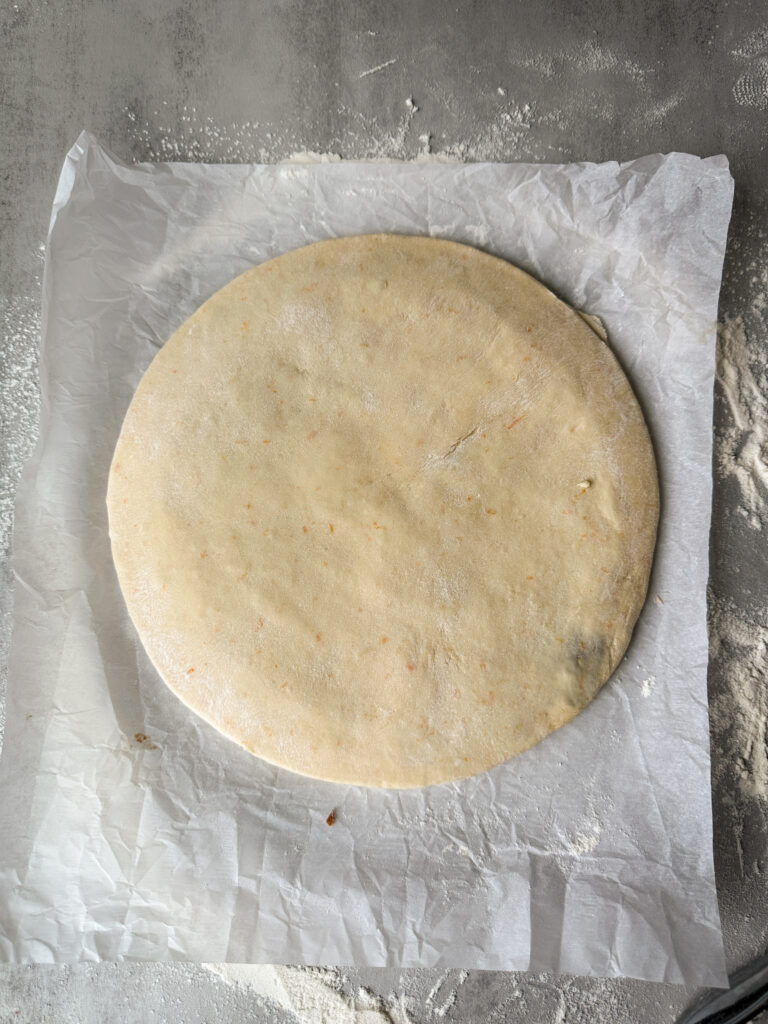 Layered dough ready to twist