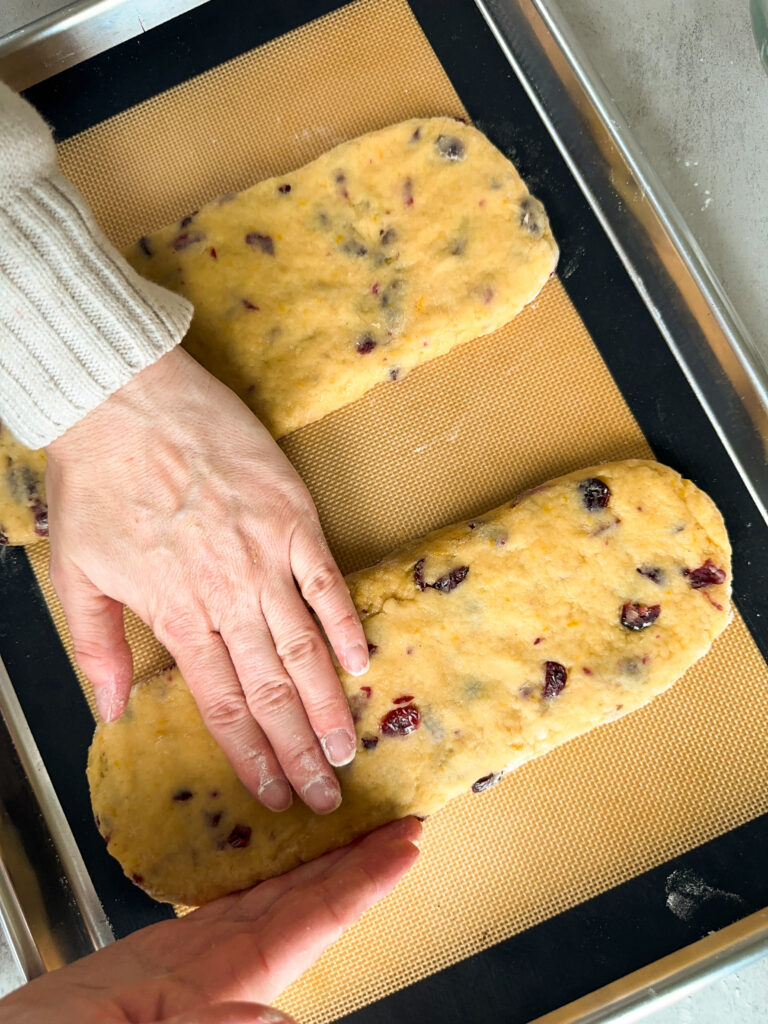 Press cookie dough into rectangles