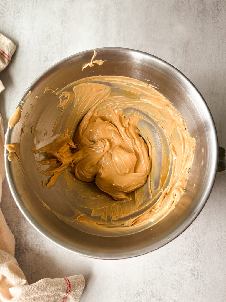 Cream the butter and cookie butter together