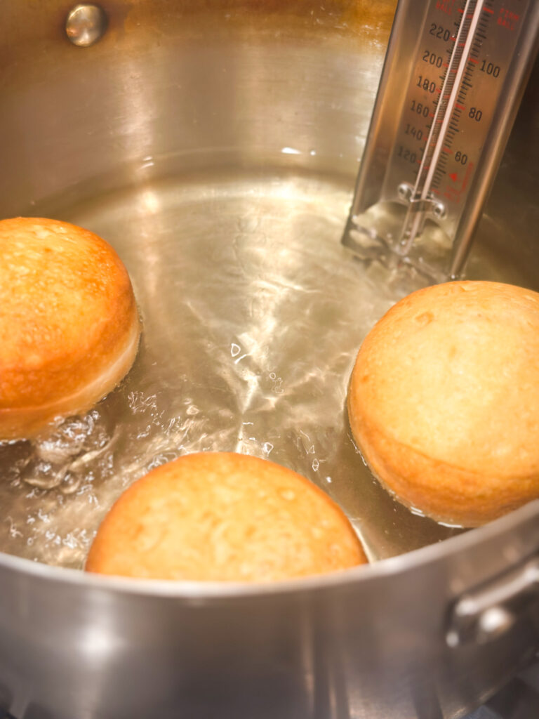 Fry until donuts are golden brown