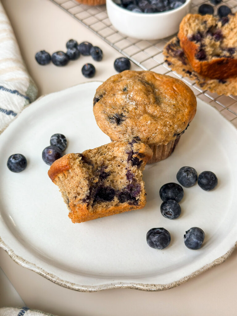 Healthy Sourdough Banana Blueberry Muffins
