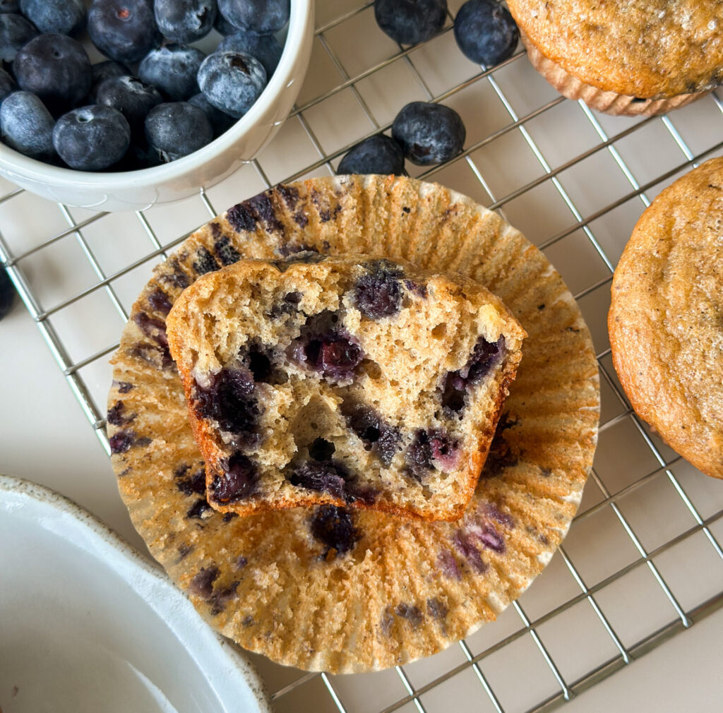 Healthy Sourdough Banana Blueberry Muffins