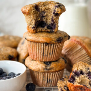 Healthy Sourdough Banana Blueberry Muffins