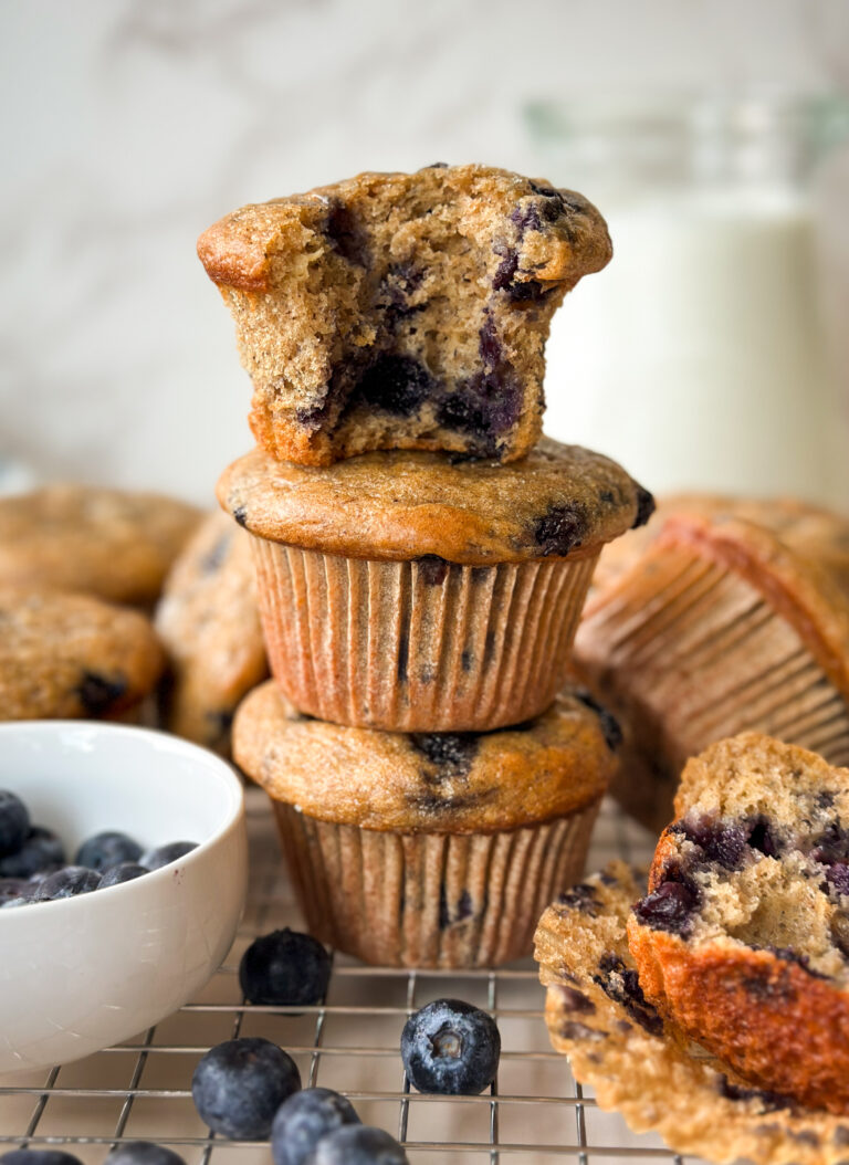 Healthy Sourdough Banana Blueberry Muffins