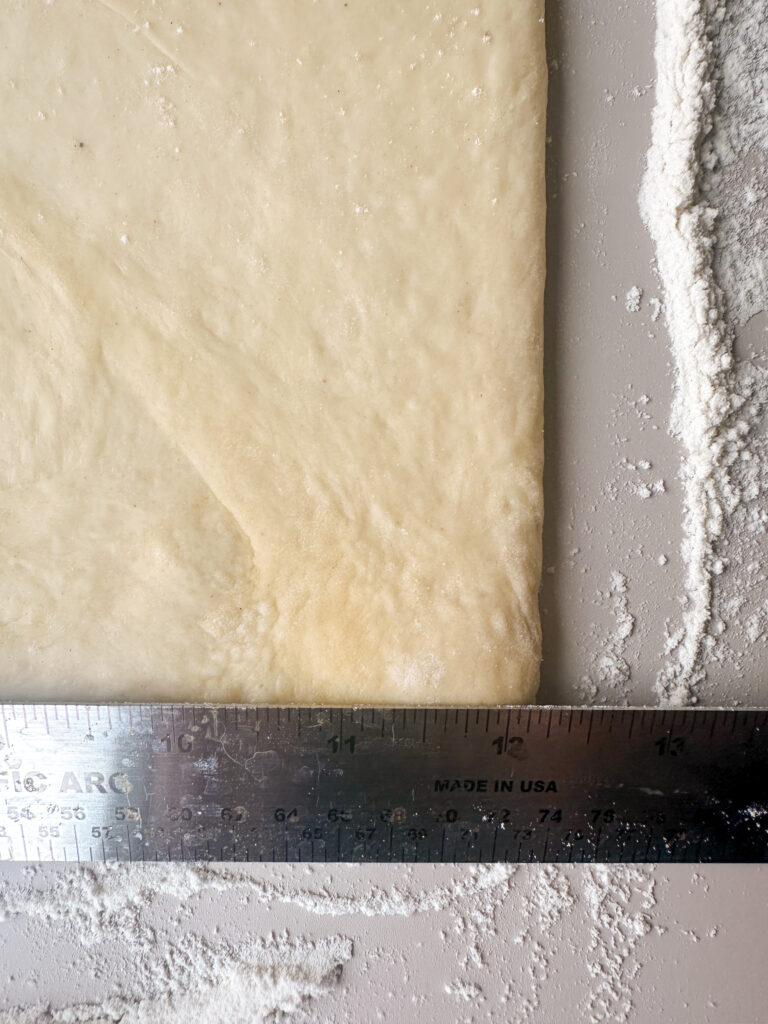 Roll dough to bottom edge being 12 in