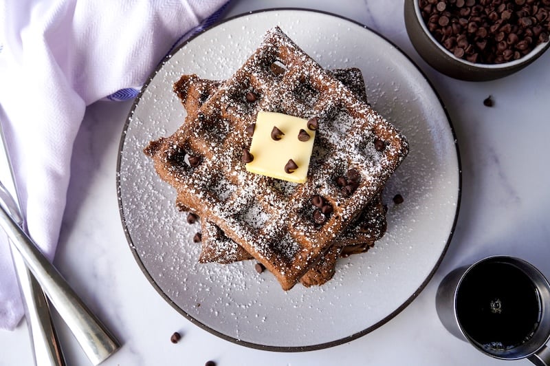 Double Chocolate Sourdough Discard Waffles (Fast & Easy)