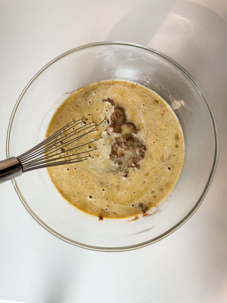 Add egg mixture to fermented base