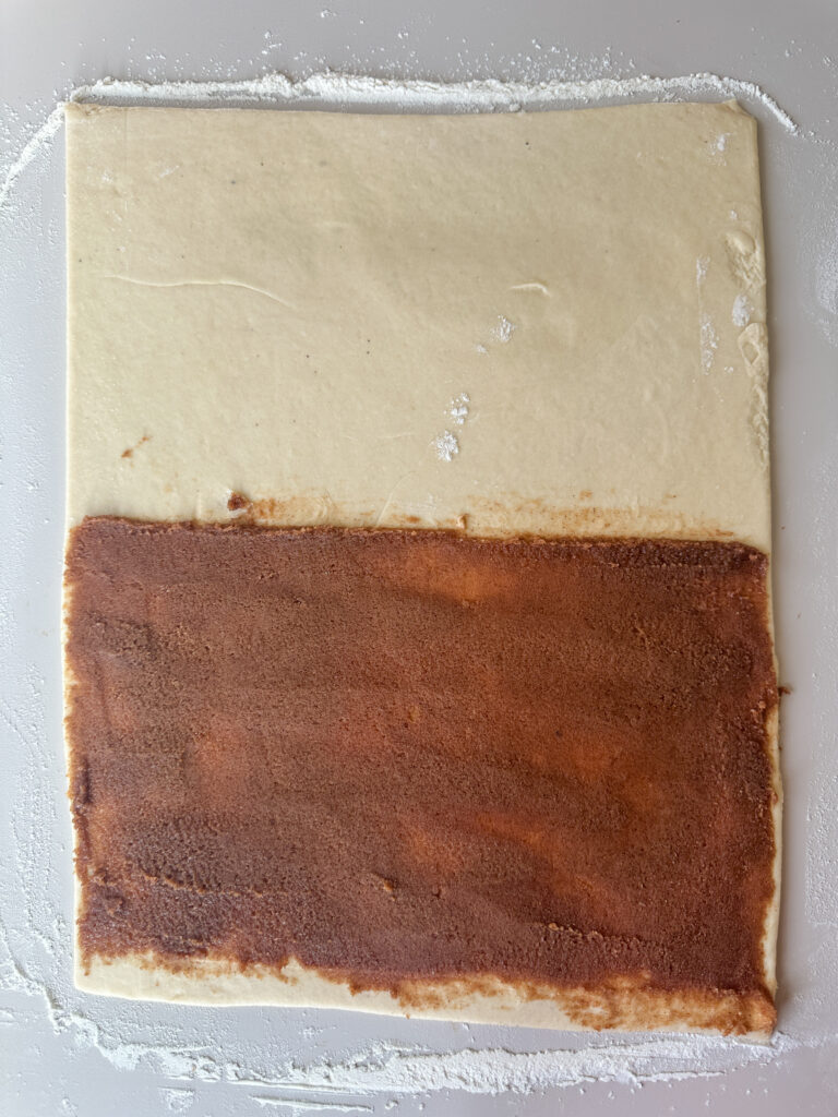 Cover half the rectangle with the filling