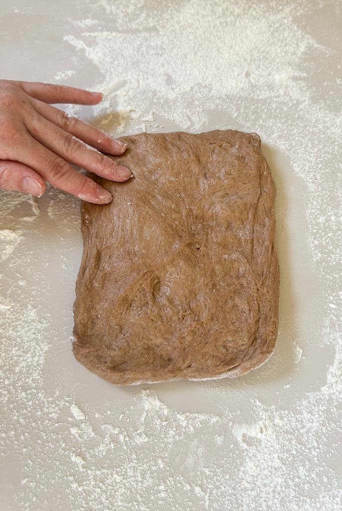 Stretch dough to form a 3x4 rectangle