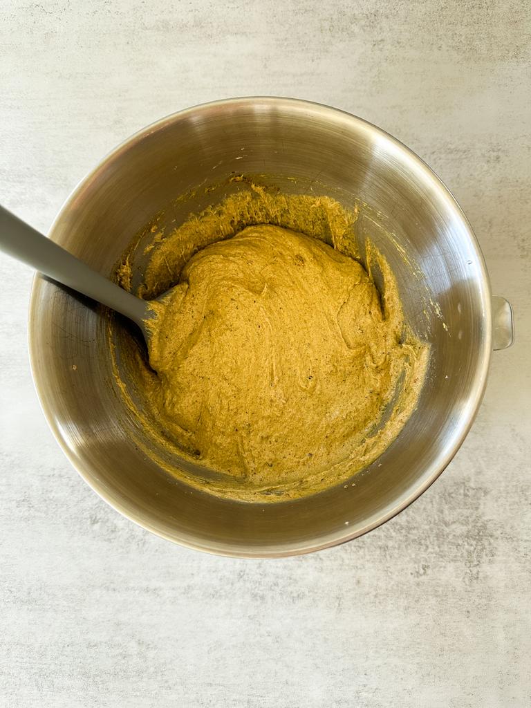 Beat in remaining wet ingredients 