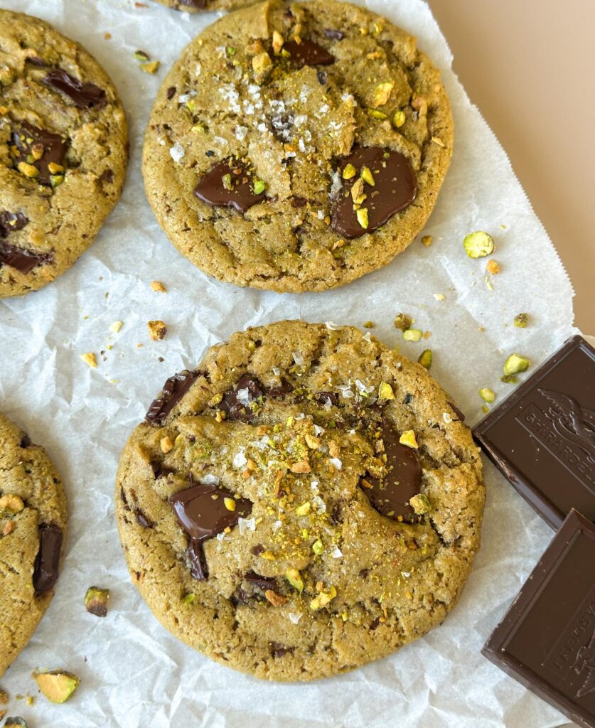Sourdough Pistachio Chocolate Chunk Cookies
