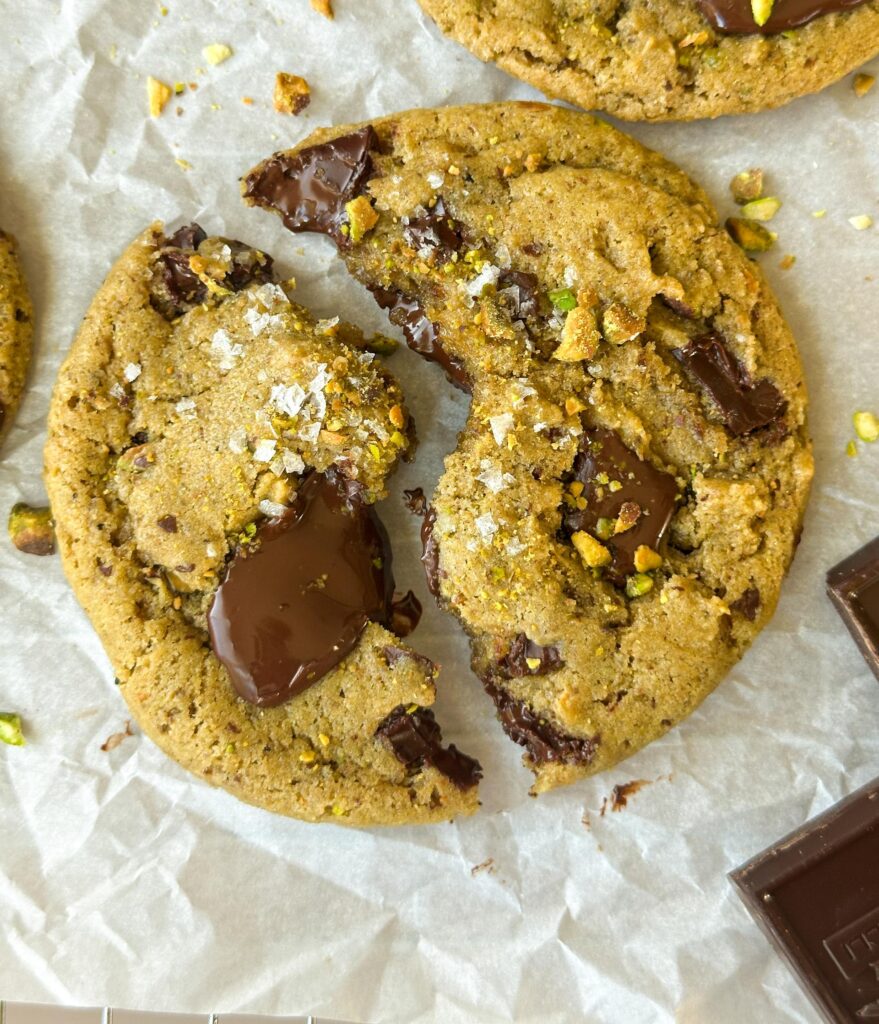 Sourdough Pistachio Chocolate Chunk Cookies