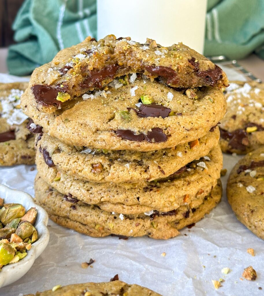 Sourdough Pistachio Chocolate Chunk Cookies