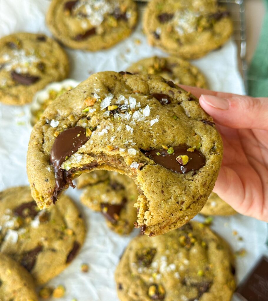 Sourdough Pistachio Chocolate Chunk Cookies