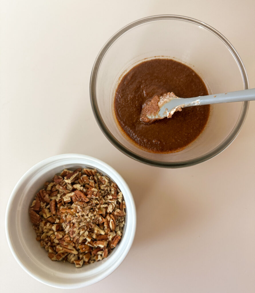 Prepare the cinnamon sugar filling and pecans 