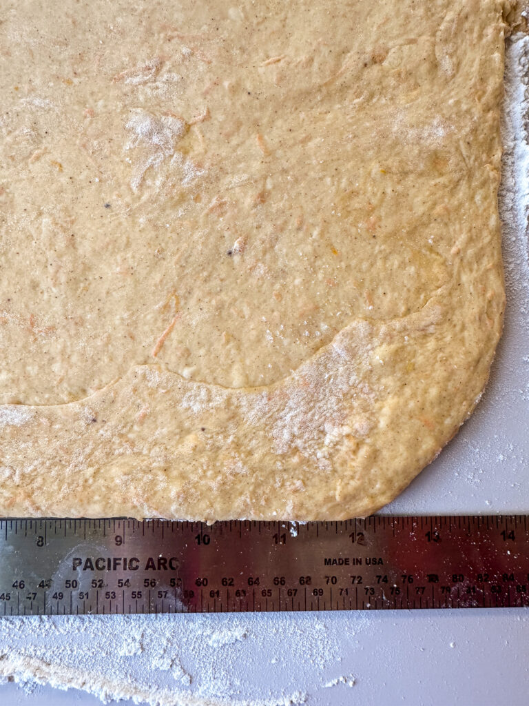 Roll dough to bottom edge being 12 in