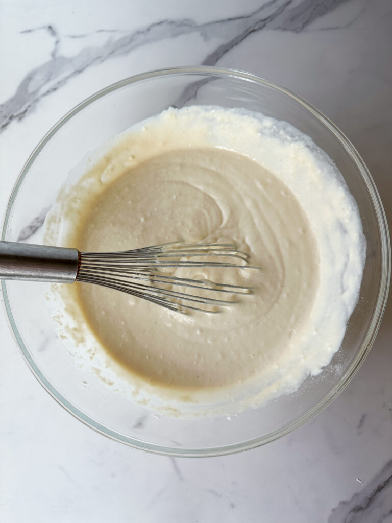 Whisk the batter until combined and thick 