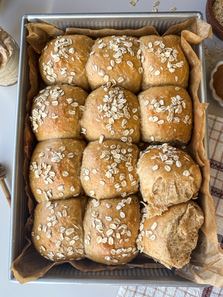 Sourdough Oatmeal Molasses Dinner Rolls