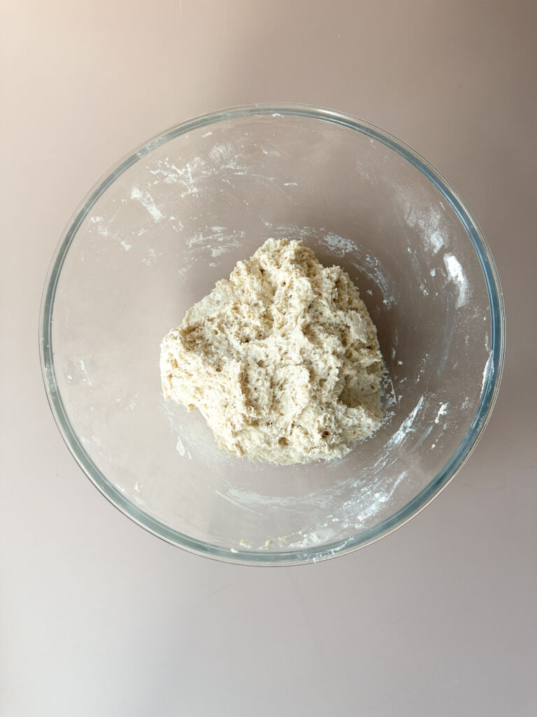 Mix with a spatula until you form a smooth sticky dough