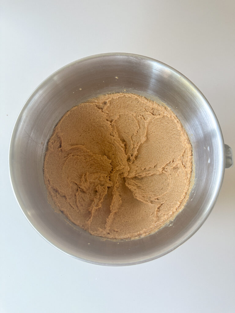 Cream the butter, peanut butter, and sugars