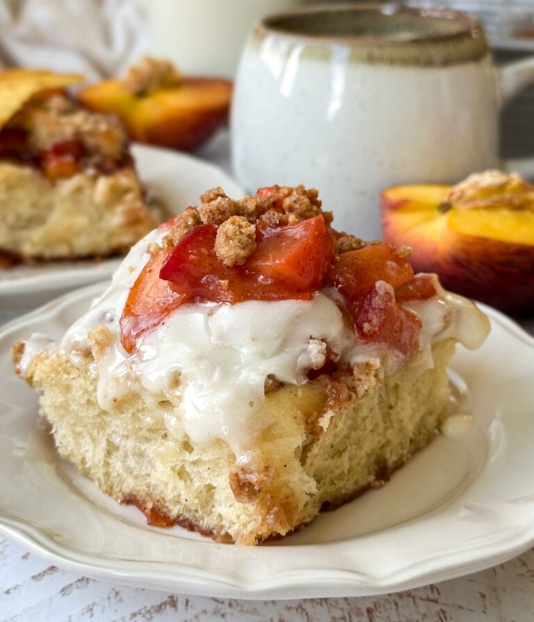 Sourdough Discard Peach Cobbler Cinnamon Rolls